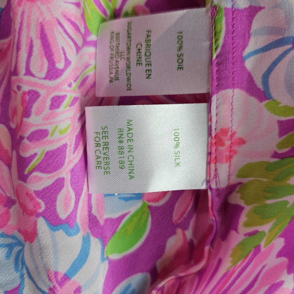 NWOT Lily Pulitzer Silk Pink Floral Blouse - Picture 9 of 10